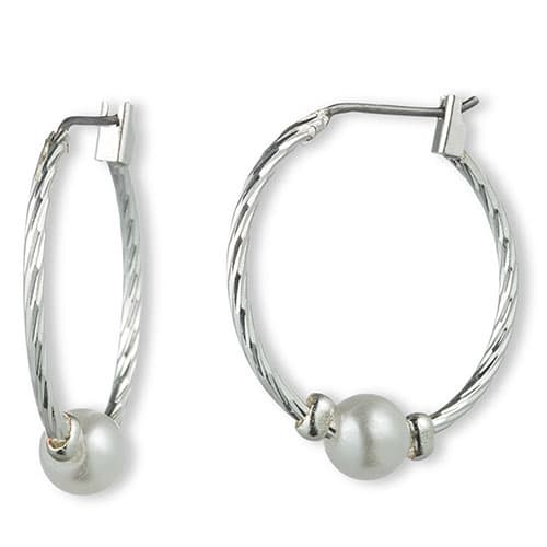 Gloria Vanderbilt Silver-Tone Slider Hoop Earrings - image 
