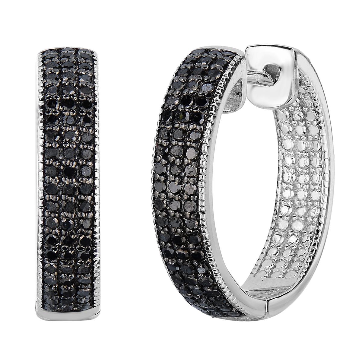Diamond Classics™ 1/2ctw. Black Diamond Hoop Earrings