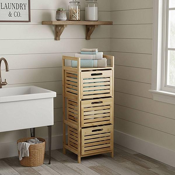 eccostyle™ Solid Bamboo 3 Drawer Pantry Tower