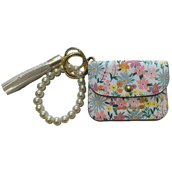 Womens Nanette Lepore Cerise Print Bead Card Case Bracelet Wallet - image 