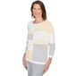 Petite Alfred Dunner Al Fresco Color Block 3/4 Sleeve Sweater - image 3