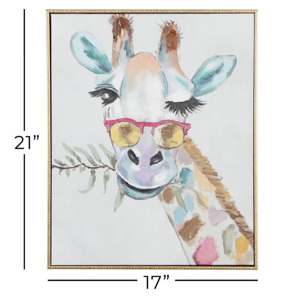 9th & Pike&#174; Multi-Colored Eclectic Giraffe Canvas Wall Art