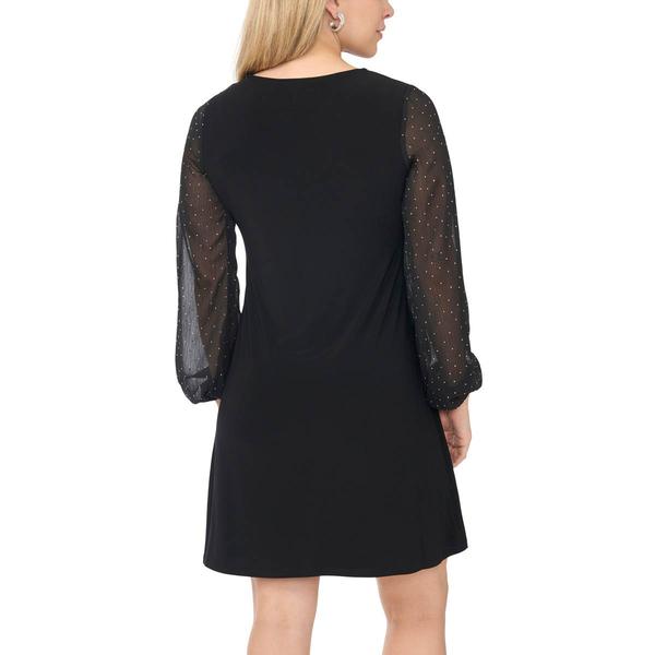 Petite MSK Long Sleeve Nailhead Sleeve Shift Dress