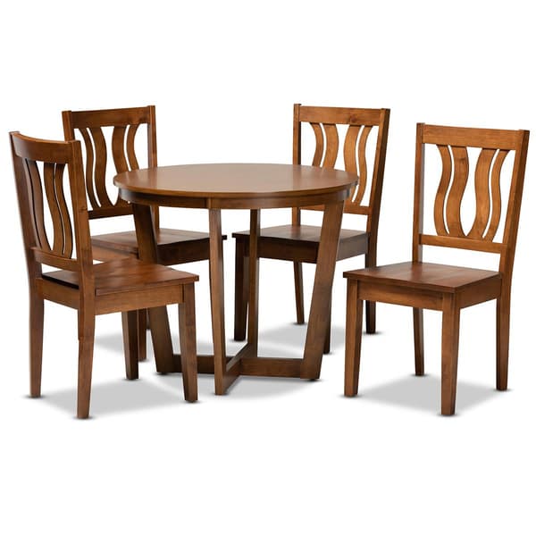 Baxton Studio Elodia Walnut Brown Finished Wood 5pc. Dining Set