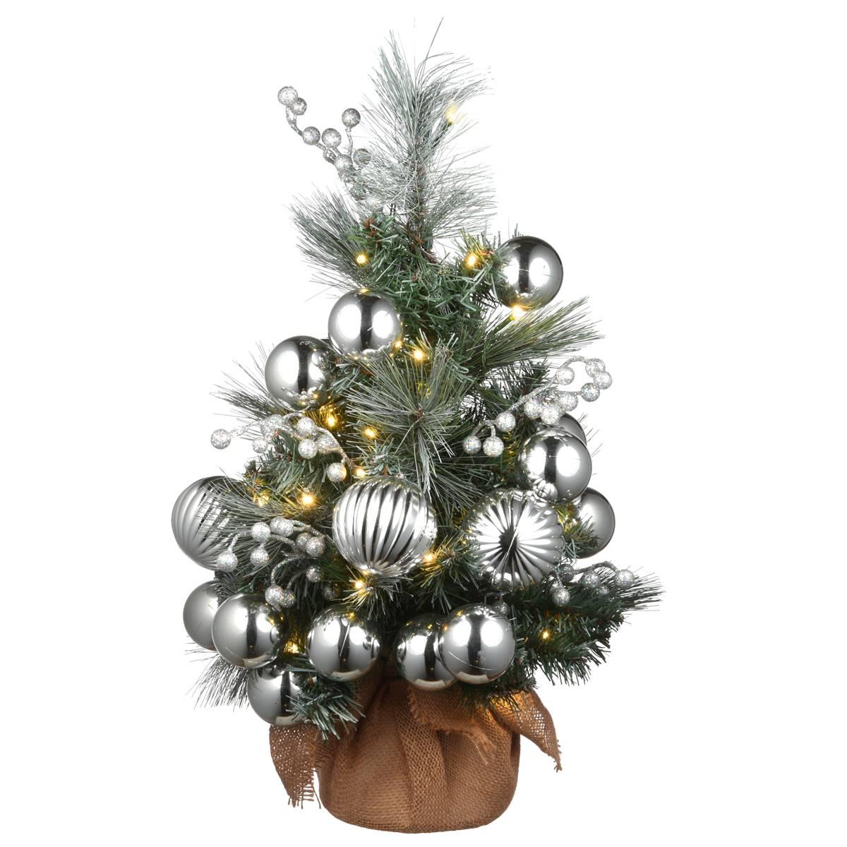 National Tree 2ft. Frosted Silver Pine Tree with Silver...