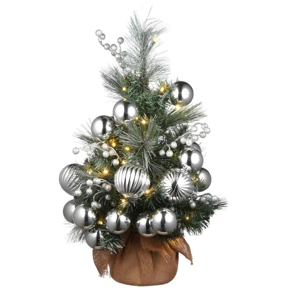 National Tree 2ft. Frosted Silver Pine Tree with Silver Balls - image 