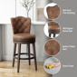 HH2 Home Edenwood Chestnut Bar Height Swivel Stool w/ Tufted Back - image 10