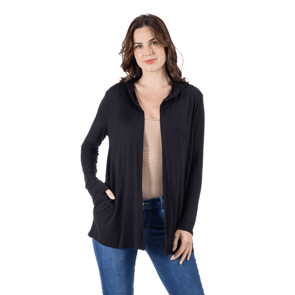 Womens 24/7 Comfort Apparel Lightweight Hooded Cardigan - image 