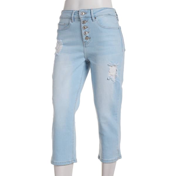 Womens Royalty Vintage Capri Exposed Button Pants - image 