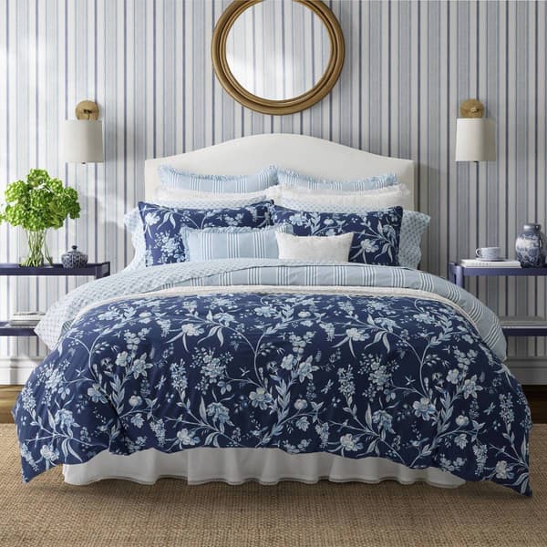 Laura Ashley Branch Toile 7pc. Cotton Reversible Comforter Set