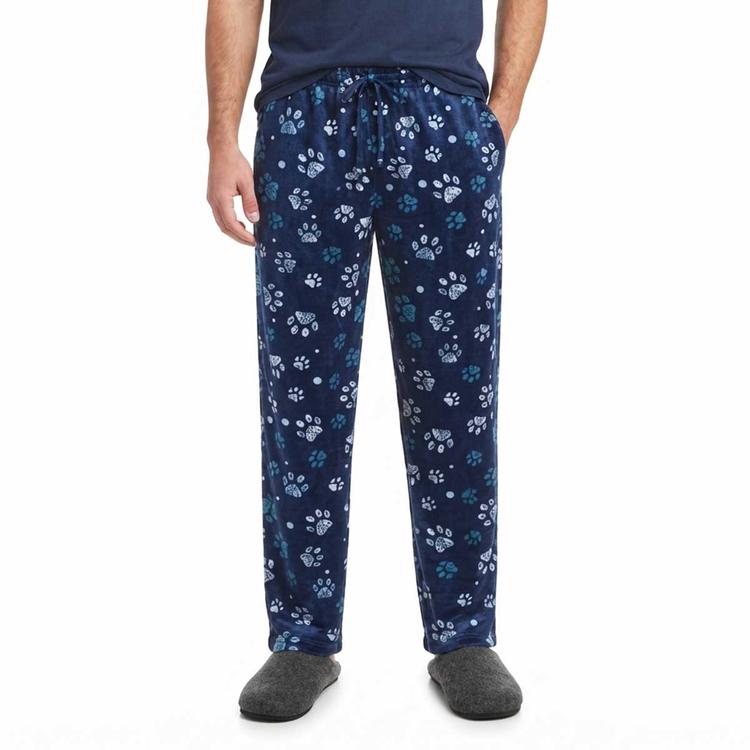 Mens Preswick & Moore(R) Paw Print Silk Fleece Pajama Pants
