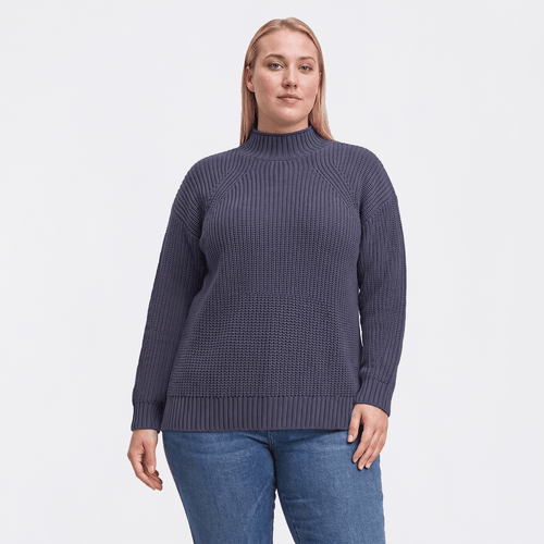 Plus Size Architect(R) Long Sleeve Mock Neck Shaker Stitch Sweater