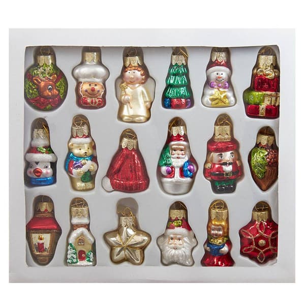 Kurt S. Adler 18pc. Mini Christmas Shaped Glass Ornaments Set