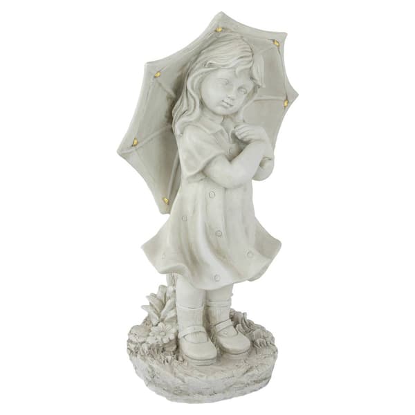 Northlight Seasonal Solar Lighted Girl w/ Umbrella Garden Statue
