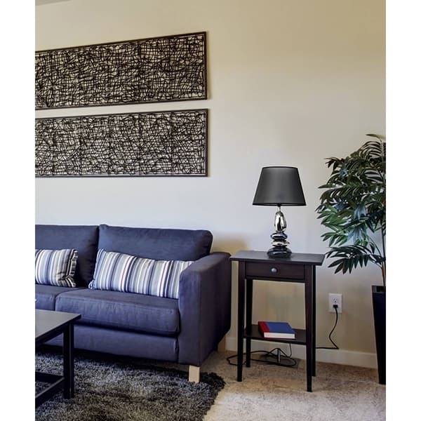 Elegant Designs Chrome & Metallic Blue Stones Ceramic Table Lamp