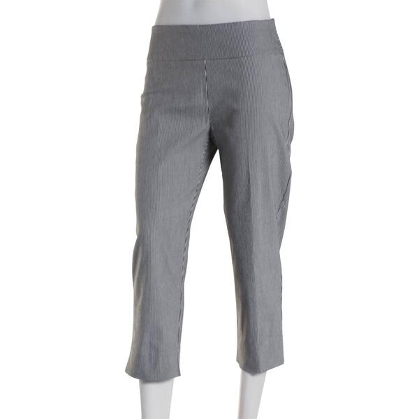 Womens Zac & Rachel Menswear Stripe Pull On Crop Pants - image 