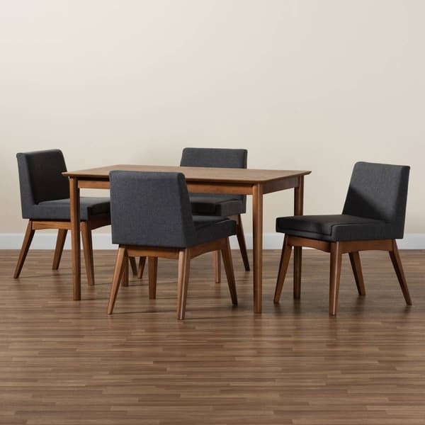 Baxton Studio Nexus Mid-Century Modern Fabric 5-Piece Dining Set