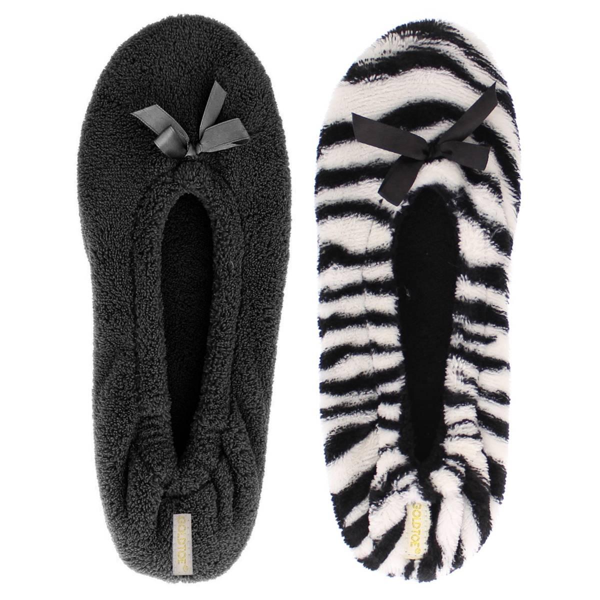 Womens Gold Toe® 2pk. Terry Ballerina Slippers