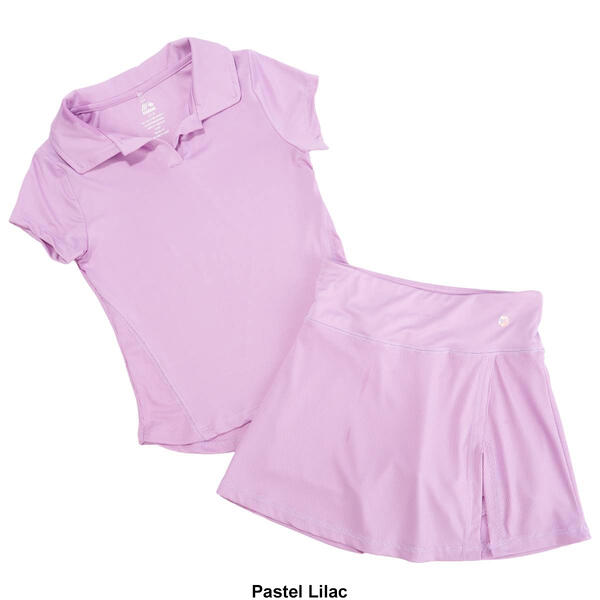 Girls &#40;7-12&#41; RBX  2pc. Solid Polo Top & Skort Set