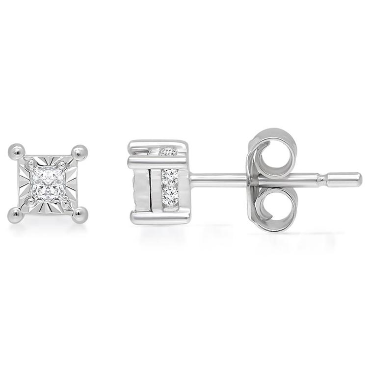 Diamond Classics(tm) White Gold Princess Cut Diamond Stud Earrinigs
