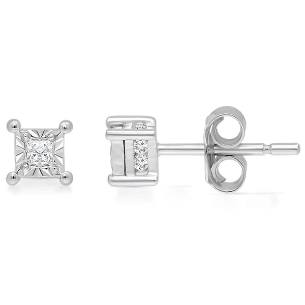 Diamond Classics(tm) White Gold Princess Cut Diamond Stud Earrinigs