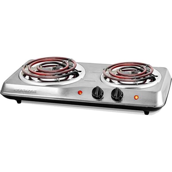 Ovente Electric Double Coil Burner 6 & 5.75in. Cooktop  - Silver - image 