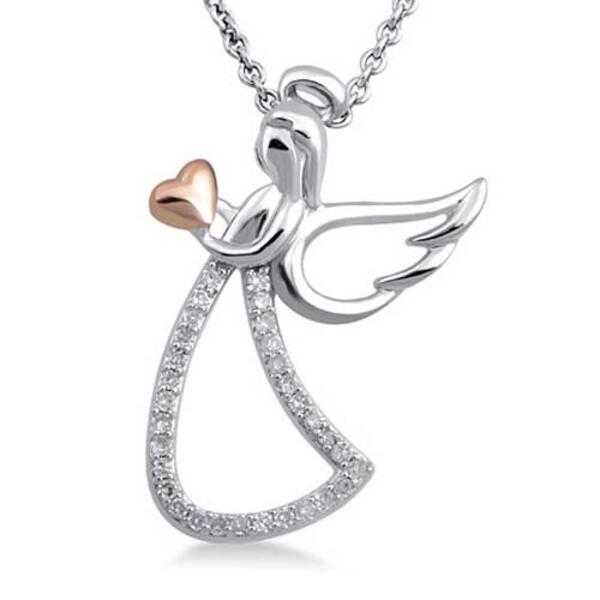 Diamond Classics&#40;tm&#41; Sterling & 1/10ctw. Angel Heart Necklace - image 