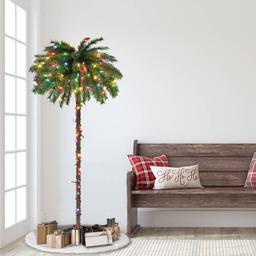 Puleo International 6ft. Pre-lit Incandescent Light Palm Tree