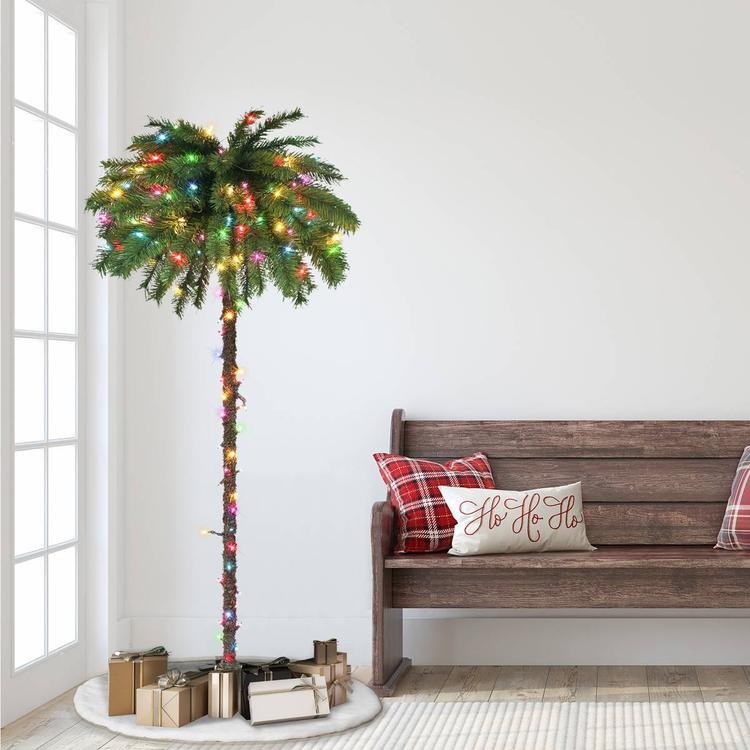 Puleo International 6ft. Pre-lit Incandescent Light Palm Tree