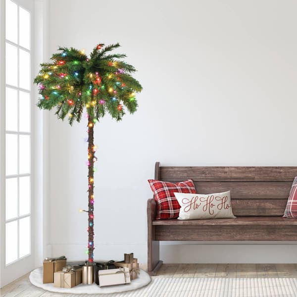 Puleo International 6ft. Pre-lit Incandescent Light Palm Tree