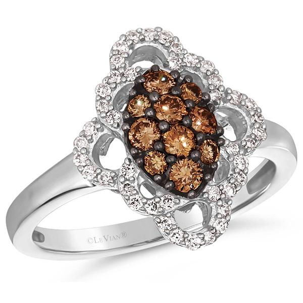 Le Vian(R) White Gold Vanilla & Brown Diamond Floral Ring - image 