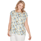 Plus Size Emaline Key Items Cap Sleeve All Over Lemon Blouse - image 2