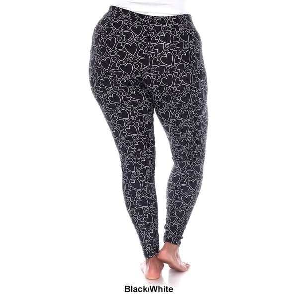 Plus Size White Mark High-Rise Heart Print Leggings