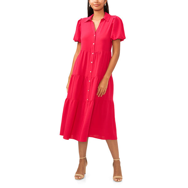 Womens MSK Short Sleeve Crinkle Twill Tier Maxi Dress - image 