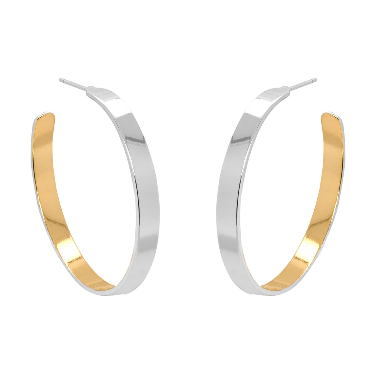 Marsala 40mm Sterling Silver Two-Tone C Hoop Earrings
