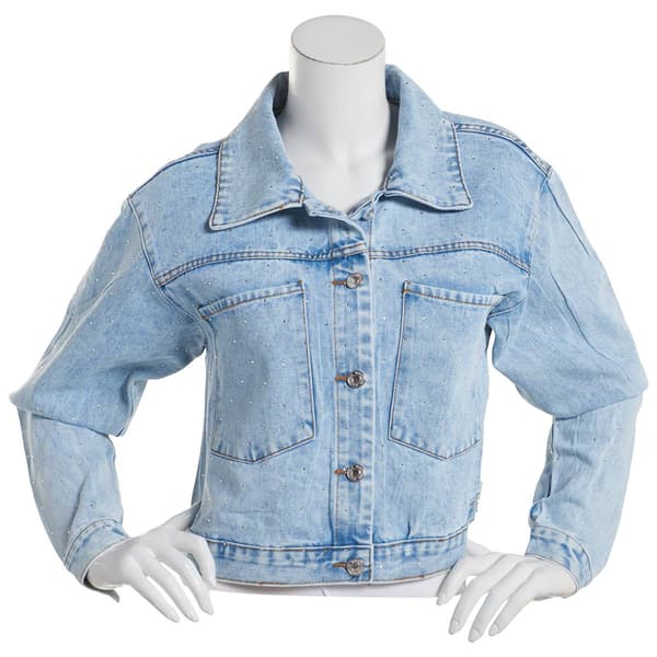 Juniors Ashley Cattleman Rhinestone Denim Jacket