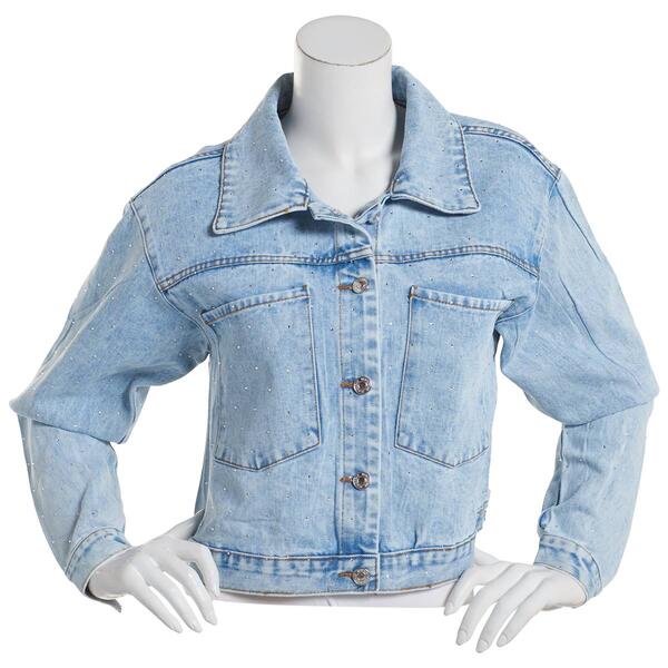 Juniors Ashley Cattleman Rhinestone Denim Jacket - image 