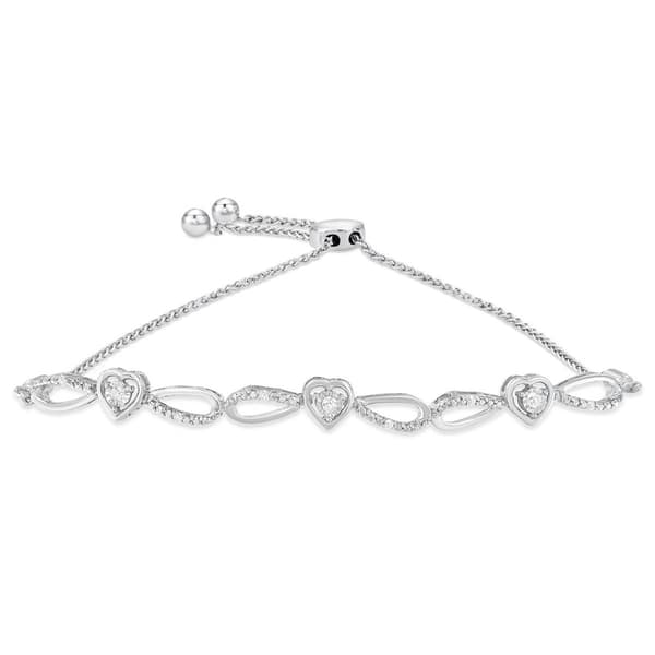 Diamond Classics&#40;tm&#41; Sterling Silver Triple Heart Bolo Bracelet - image 