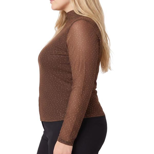 Plus Size NY Collection Long Sleeve Turtleneck Rhinestone Blouse
