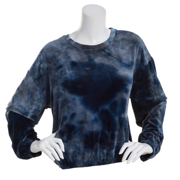 Womens French Laundry Crew Neck Plush Velour Top w/Elastic Bottom - image 
