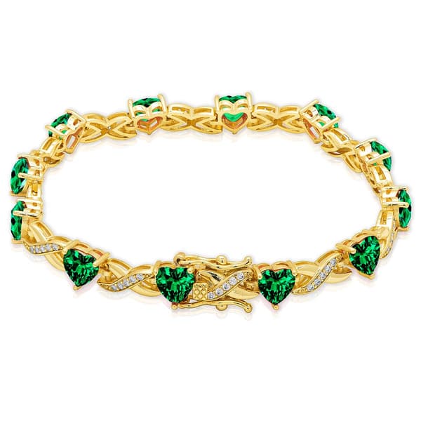 Gianni Argento Lab Grown Emerald Infinity Heart & X Bracelet - image 