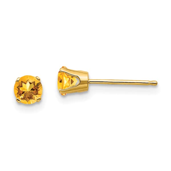 Gemstone Classics&#40;tm&#41; Yellow Gold 4mm. Citrine Stud Earrings - image 