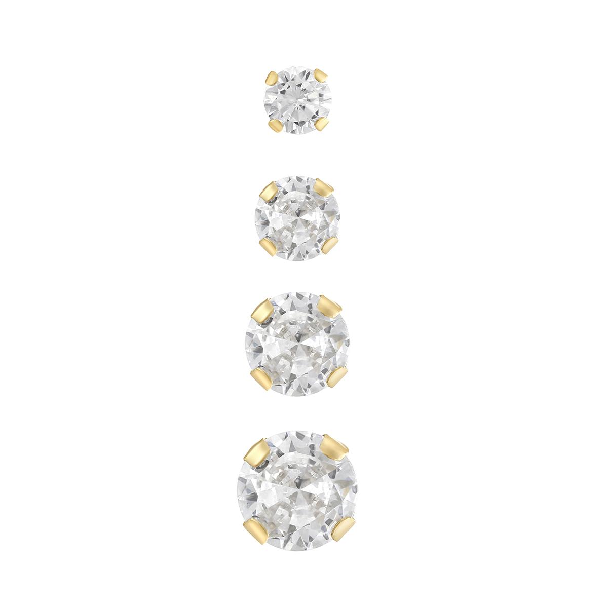 10kt. Yellow Gold CZ 4 Single Stud Earrings,New Products : American Fashion Style Bags On Sale