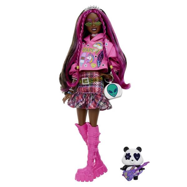 Barbie&#40;R&#41; Pink-Streaked Brunette Hair Doll with Pet Panda - image 