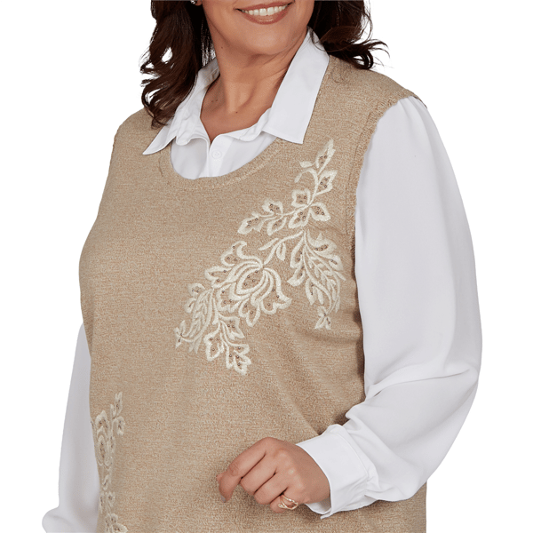 Plus Size Alfred Dunner Union Square Floral Two in One Blouse