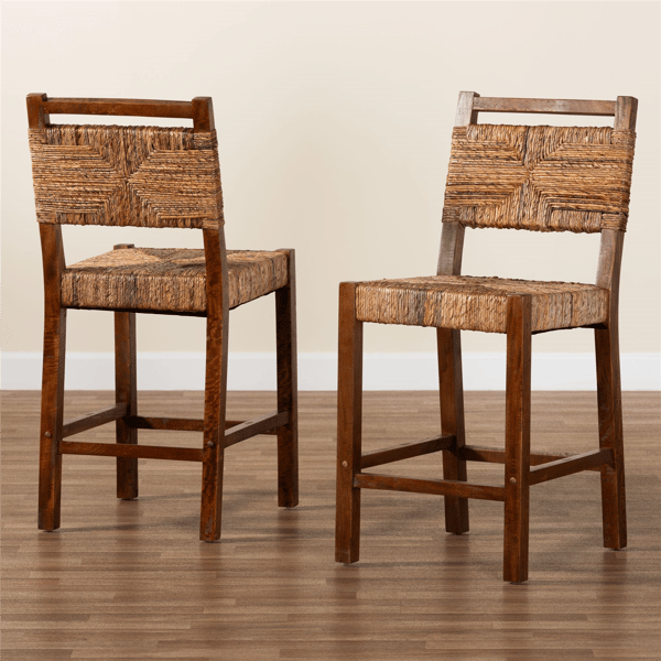 bali & pari 2pc. Cordoba Bohemian Seagrass Counter Stool Set