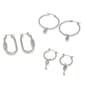 Steve Madden Garden Party Lock & Key Charm Hoop Earrings Set - image 3