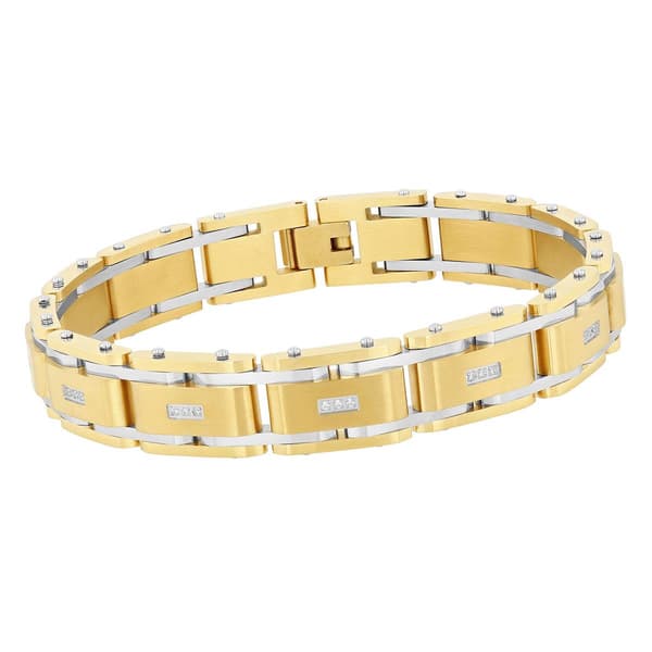 Mens Gentlemen's Classics™ Diamond & Gold-Tone Link Bracelet