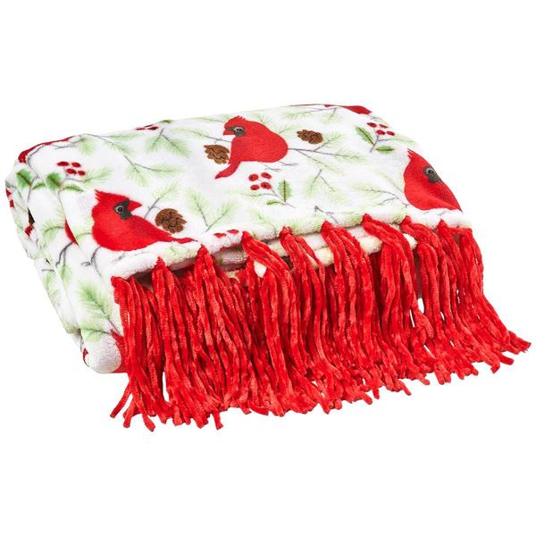 Mountain Ridge(R) Cardinals & Fir Fringe Throw - image 
