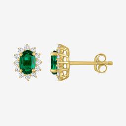 Nova Star® 1/3ctw. Lab Grown Diamond & Emerald Halo Stud Earrings